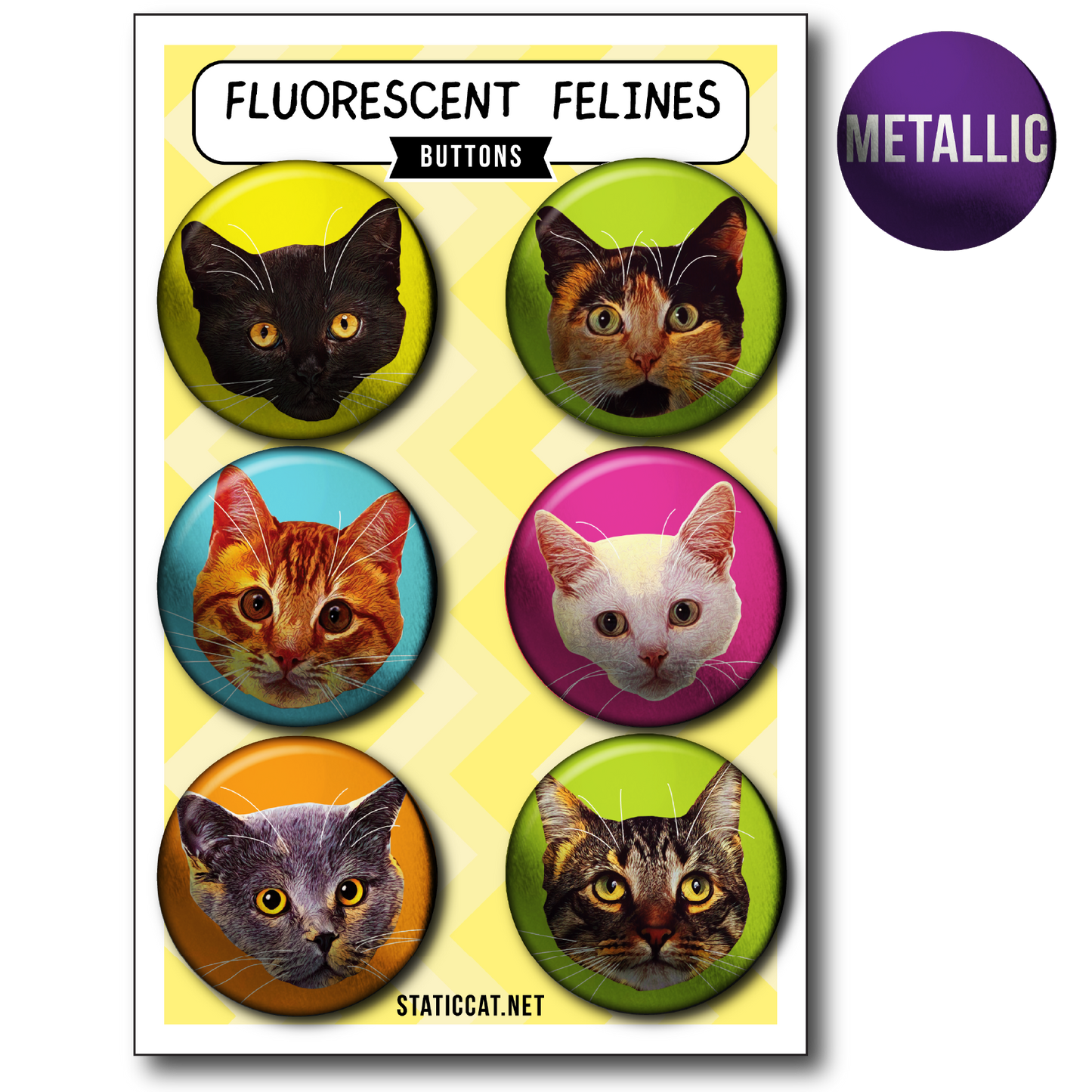 Fluorescent Felines (6-Pack) – Pins
