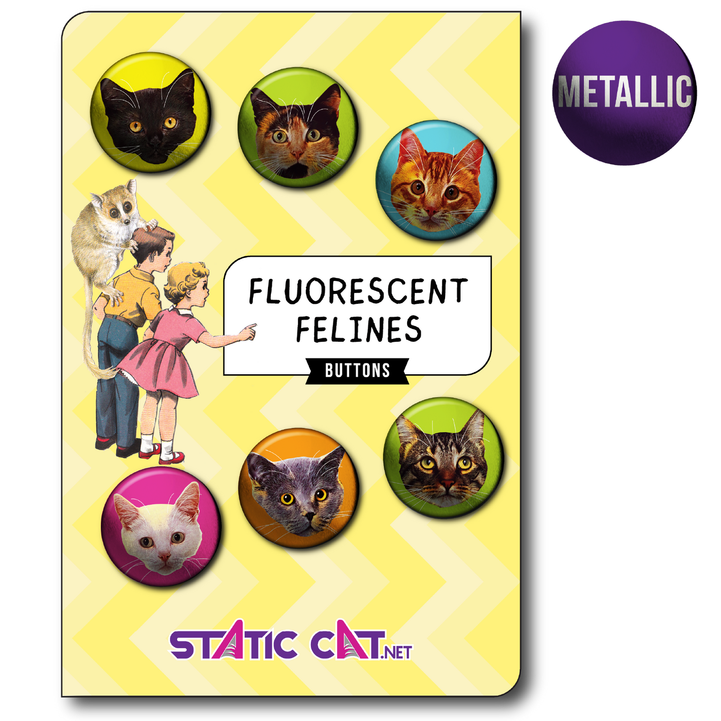 Fluorescent Felines (6-Pack) – Pins