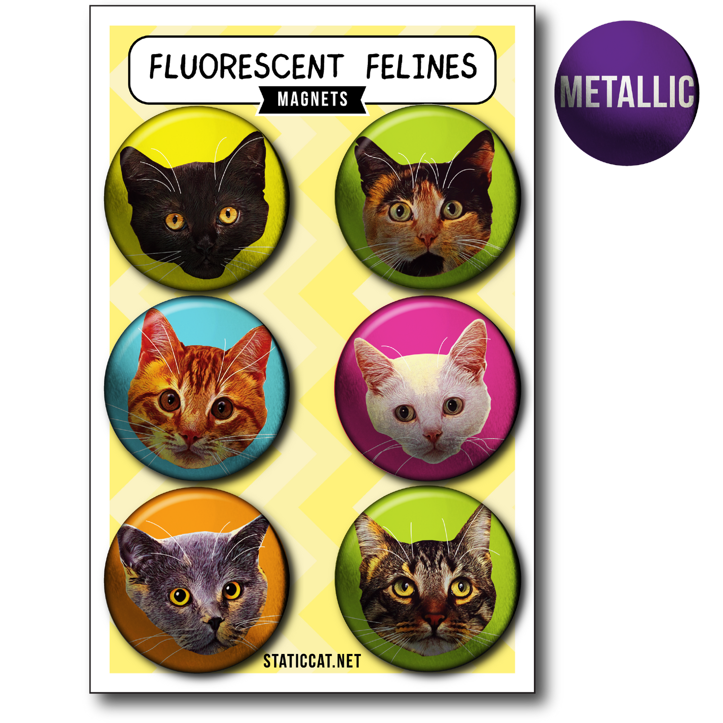 Fluorescent Felines (6-Pack) – Magnets