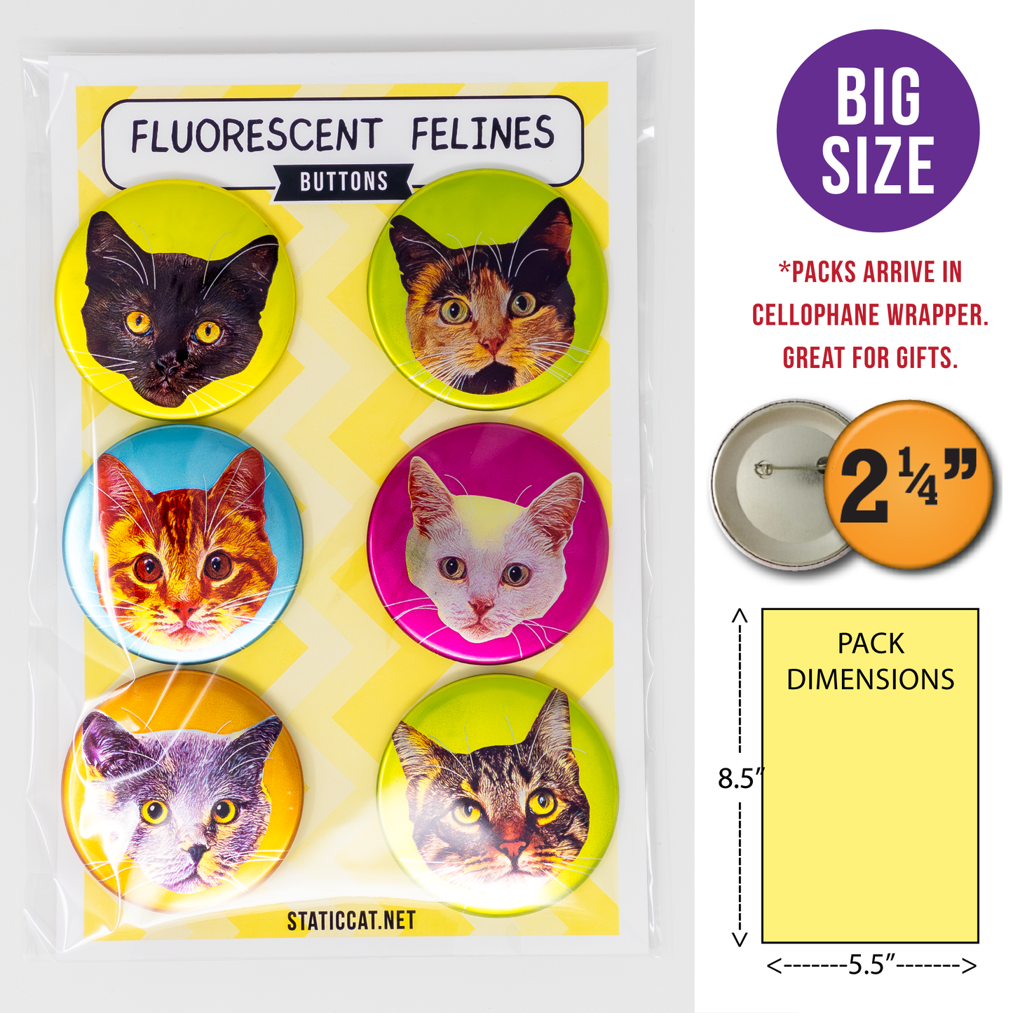Fluorescent Felines (6-Pack) – Pins