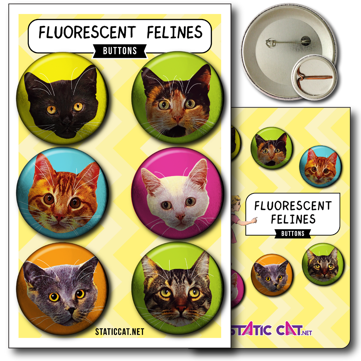 Fluorescent Felines (6-Pack) – Pins