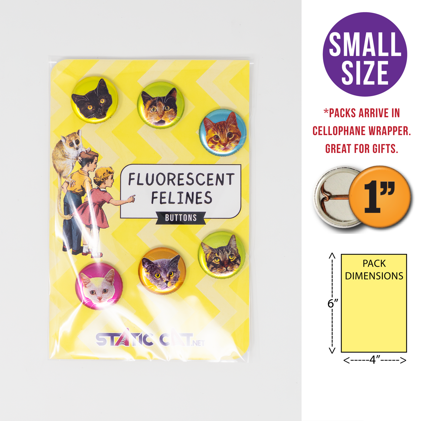 Fluorescent Felines (6-Pack) – Pins