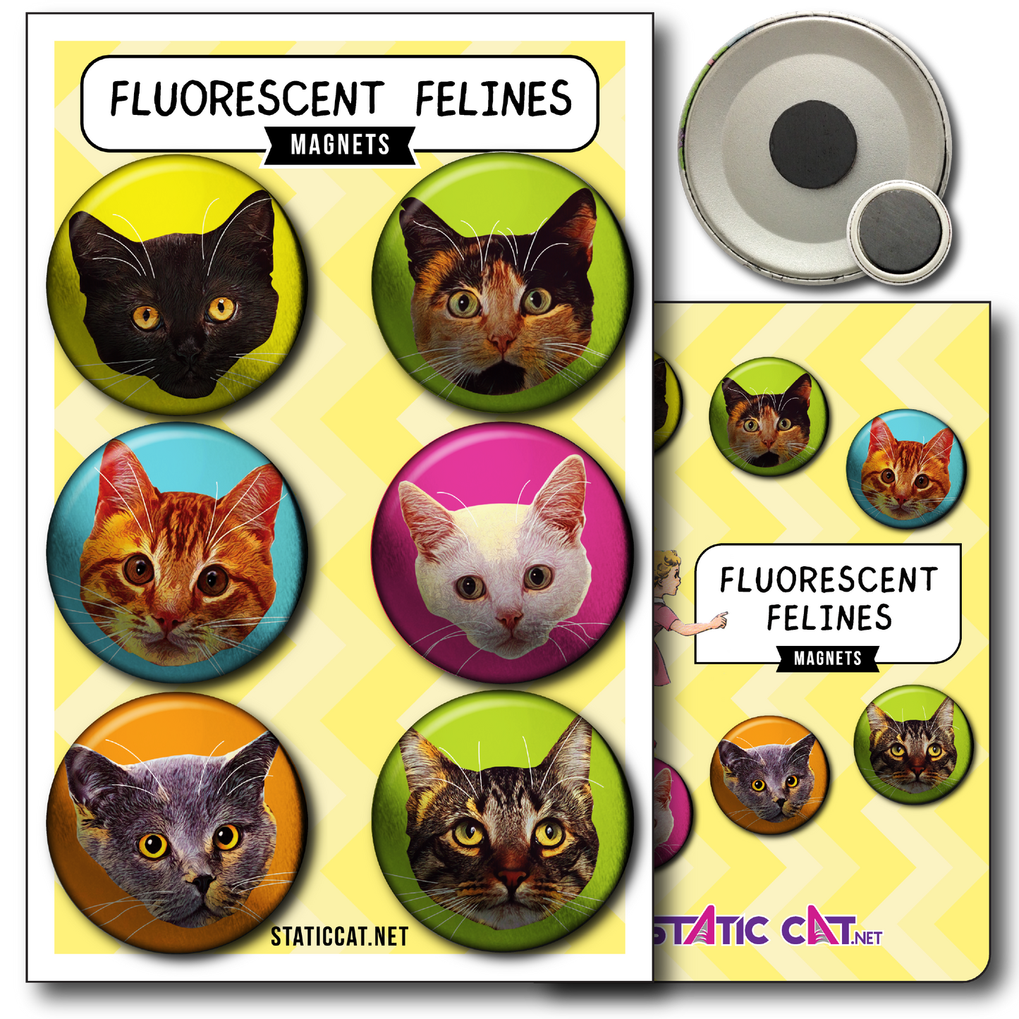 Fluorescent Felines (6-Pack) – Magnets