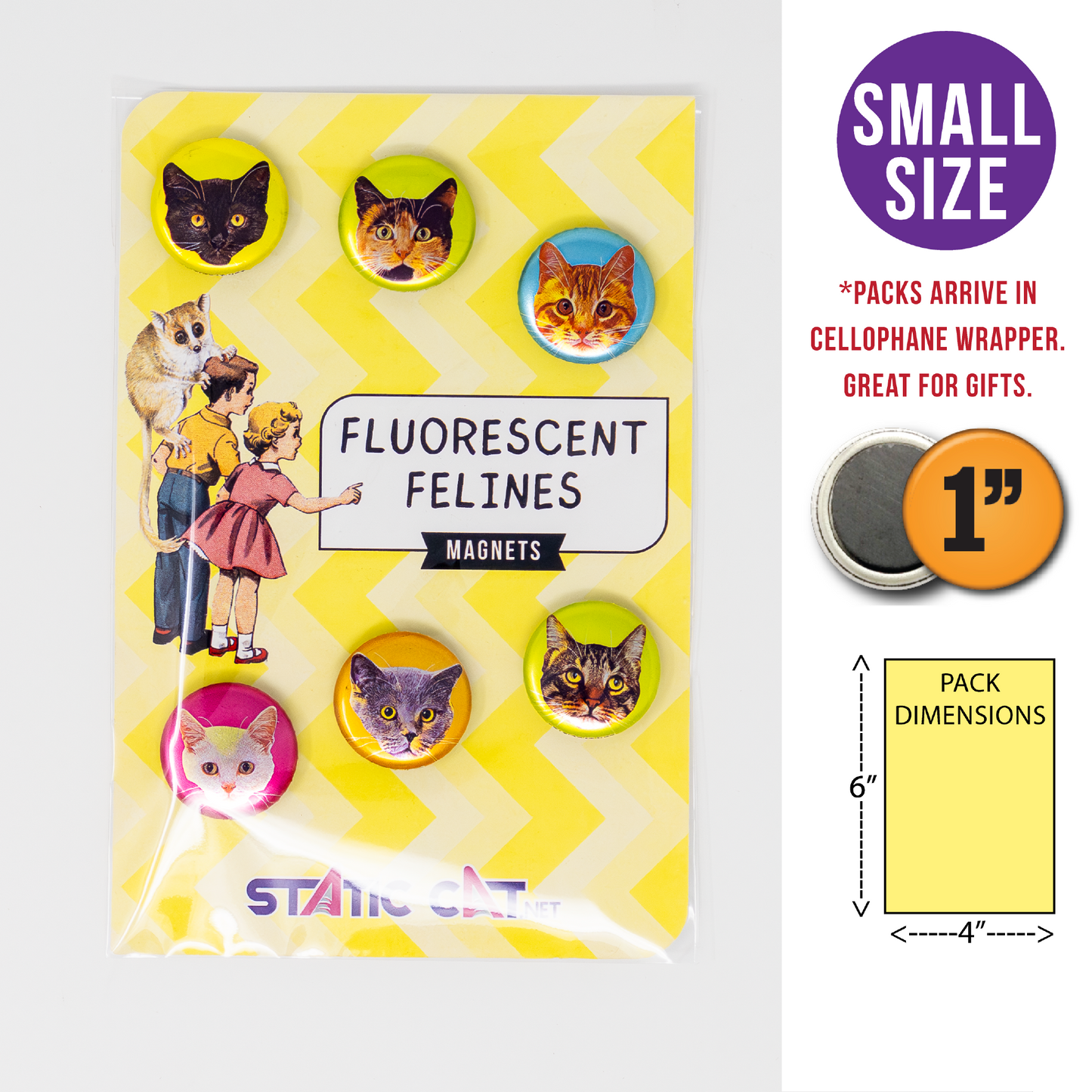 Fluorescent Felines (6-Pack) – Magnets