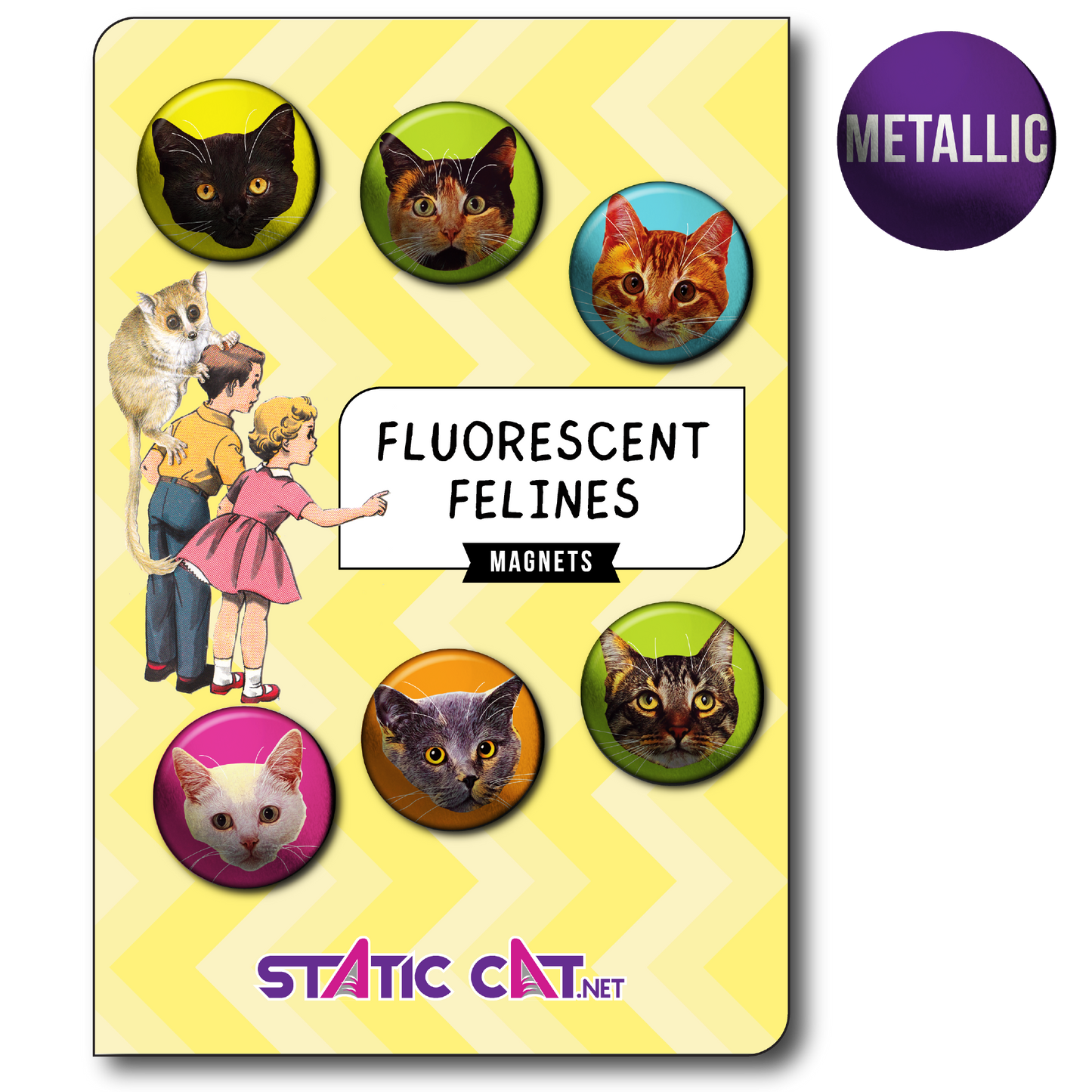 Fluorescent Felines (6-Pack) – Magnets